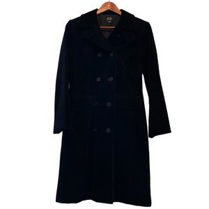 BCBG Max Azria Black Corduroy Double Breasted Coat 6 Y2K